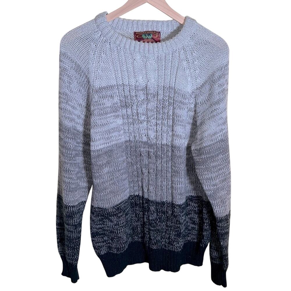 VNTG CHARTWELL cable knit crewneck grandpa sweater XL